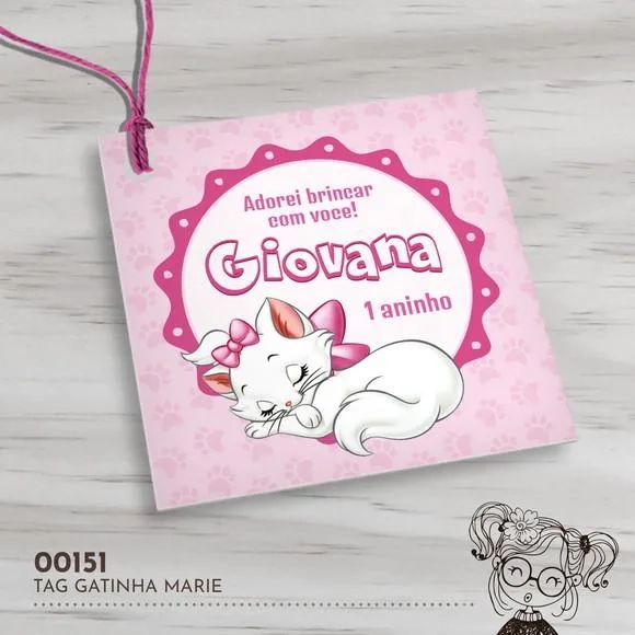 Tag Quadrada Gatinha Marie - 00151