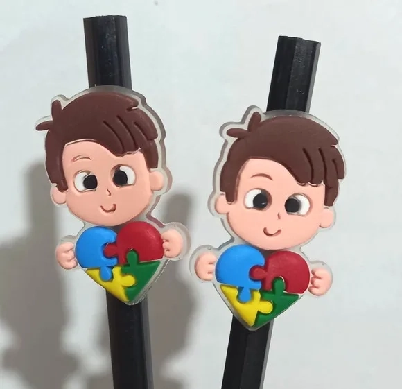 Lápis C/ponteira Menino Símbolo Autismo - 6 Unidade
