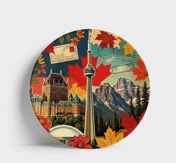 Prato Porcelana Canadá 21cm - Cn Tower e Maple Leaf