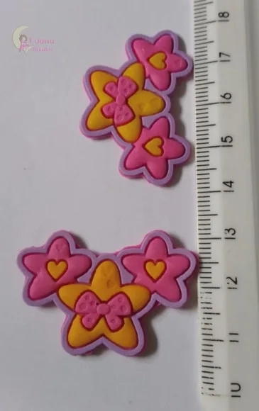 Aplique Laço e Estrela de Borracha - Pct C/6 Unid