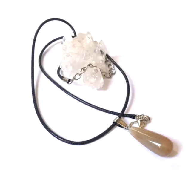 Cordão Colar com Pingente Gota de Jaspes diversas ll