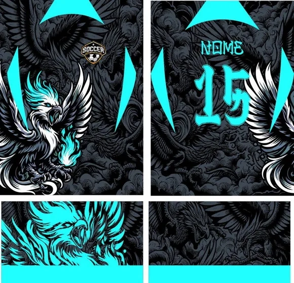 Arte Vetor Camisa Fenix Assustadora Fogo Mod-185