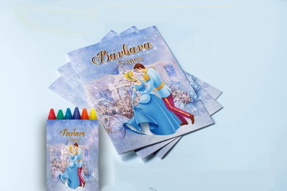 Revista para colorir com Giz de cera Personalizado da Cinderela