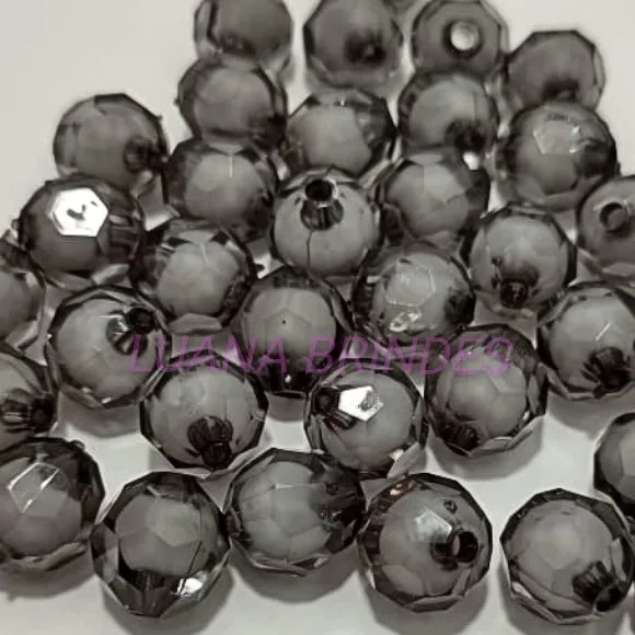 Bolinha Facetada com Miolo Preta 12mm Pct 50 Unidades