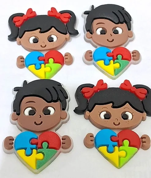 Apliques Menina e Menino Símbolo Autismo - 6 Unidades