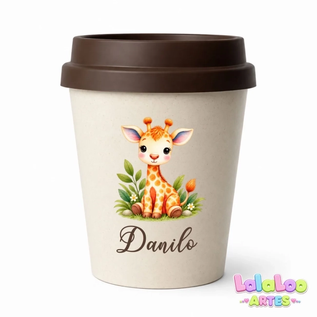Mini Copo Safari Baby Eco Madeira 250ml com Tampa Bucks