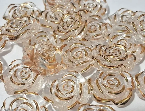 Flor 18mm Furo Passante Cristal Dourado- 20 Unidades
