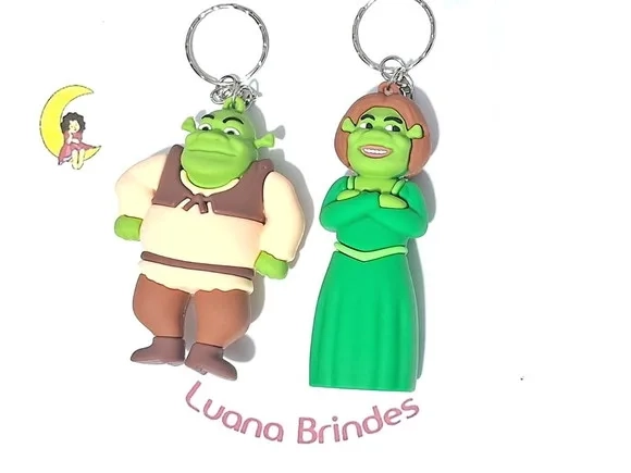 Chaveiro Shrek 7,5cm Emborrachado Pacotes com 2 Unidades