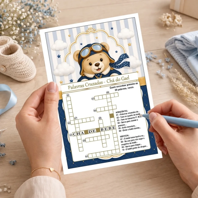 Kit 4 Brincadeiras Chá de Brincadeiras para Imprimir PDF Personalizado