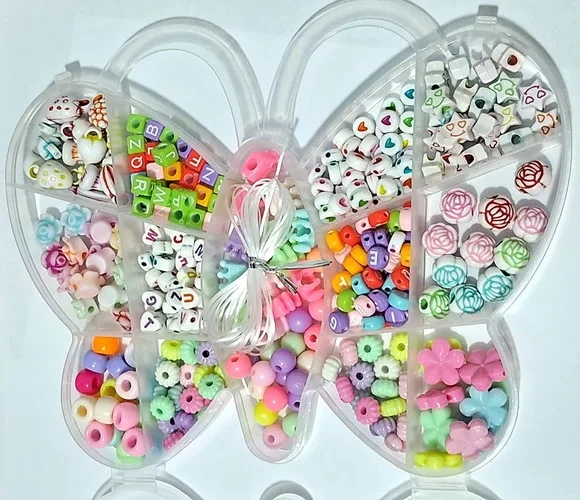Kit Miçanga de Colar e Pulseira Caixa Borboleta com Divisóri