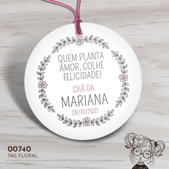 Tag Redonda Floral - 00740