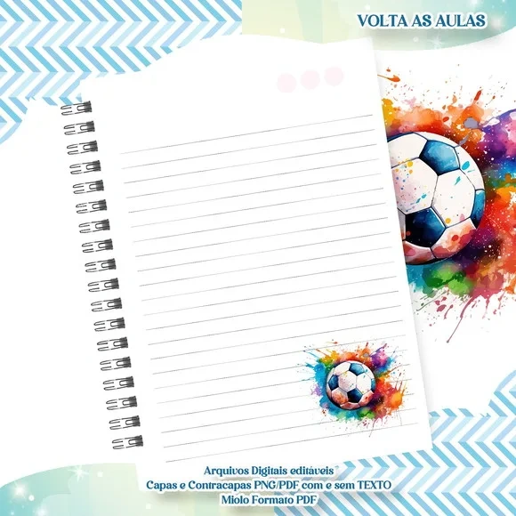 Caderno ou Agenda Personalizada Futebol