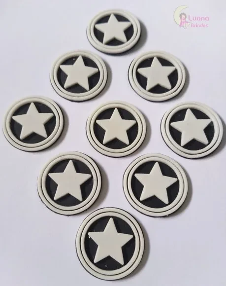 Aplique Símbolo Estrela de borracha - pct c/8 unid