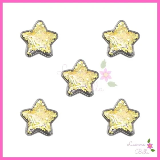 Aplique Estrela Com Enchimento Amarelo - Pct c/6 unds