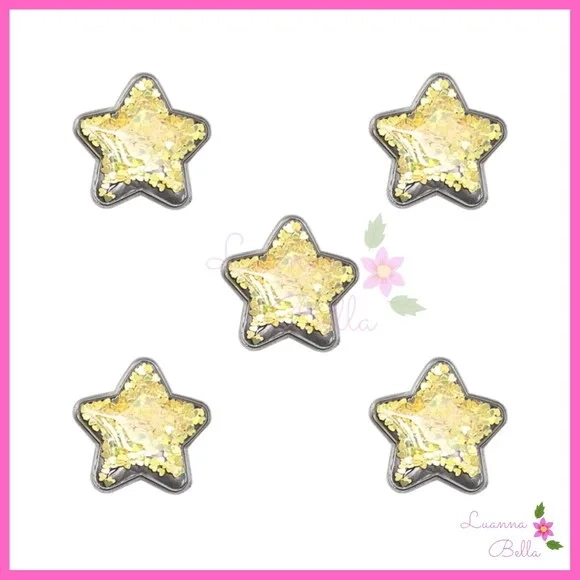 Aplique Estrela Com Enchimento Amarelo - Pct c/6 unds
