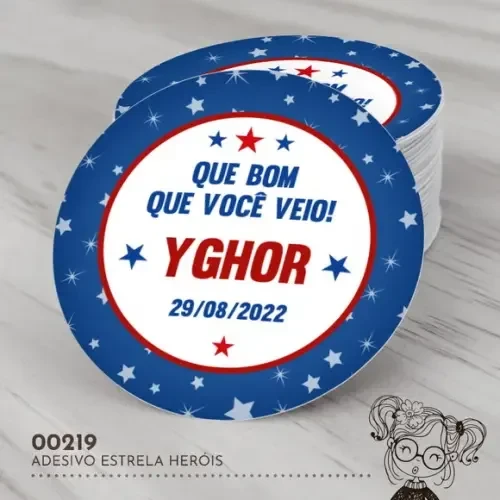 Adesivo Redondo Estrela Heróis - 00219