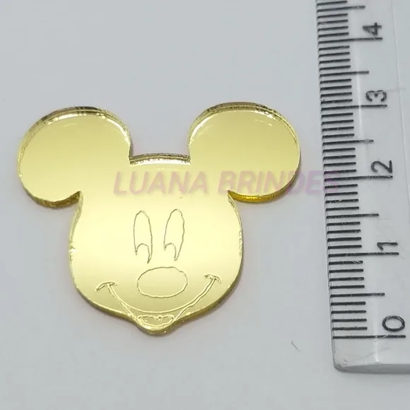 Kit aplique Mickey/Minnie Acríl Espelhado Dour-pct c/3 kits