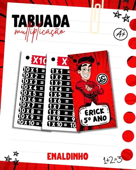 Chaveiro Tabuada Personalizada