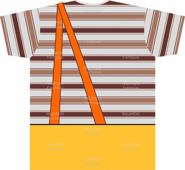 Camiseta Infnatil Fantasia Garoto da Vila Listrada com Suspensorio Laranja