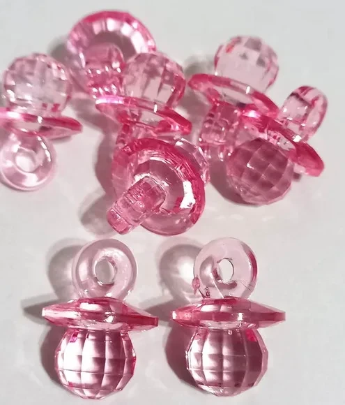 Pingente Chupetinha Pink Facetada 2,6cm - 10 Unidades