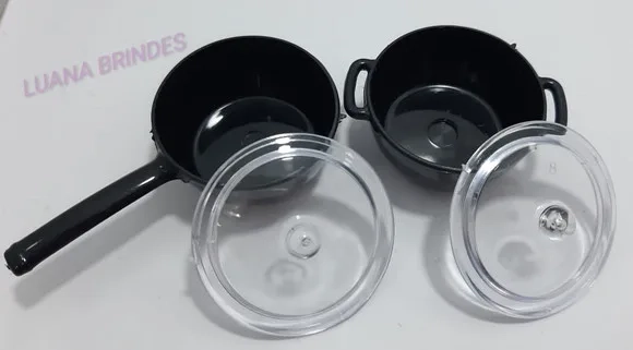 Kit Panelinhas Pretas de acrílico c/tampa - pct c/5 Kitsl