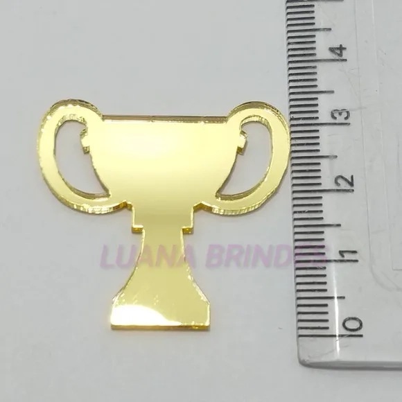 Aplique Troféu em Acrílico Espelhado Dourado - 3,2cm
