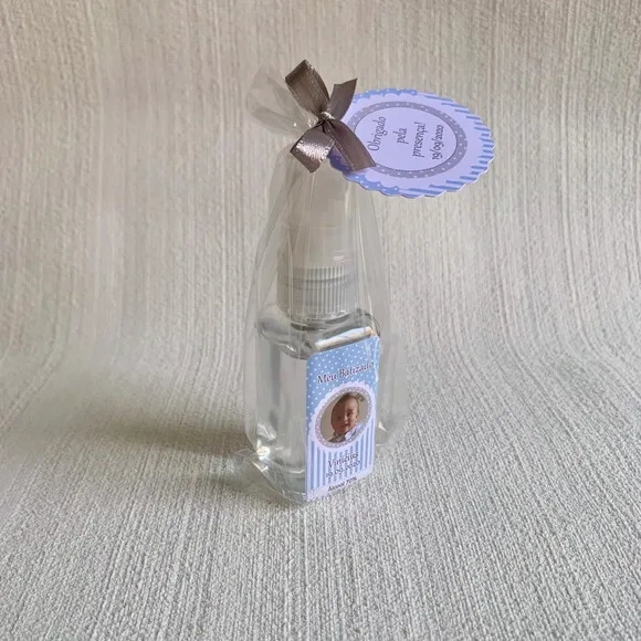 Álcool 70% Spray Lembrancinha Batizado com foto