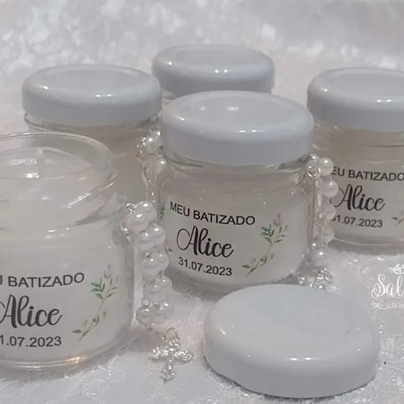 Lembrancinha Batizado Vela com Terço
