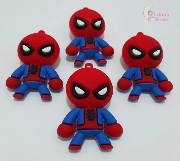 Pingente Homem Aranha de Borracha 5,6cm Pct 2 Unidades