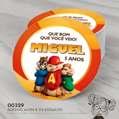 Adesivo Redondo Alvin e os Esquilos - 00329