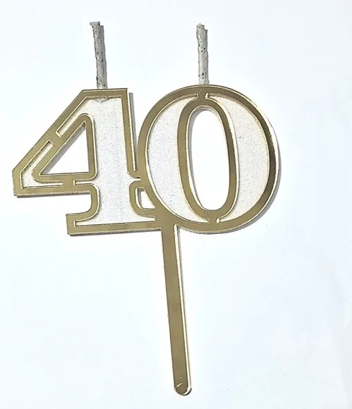 Vela 40 Anos Dourado Acrílico Pavio Magico 1 Peça
