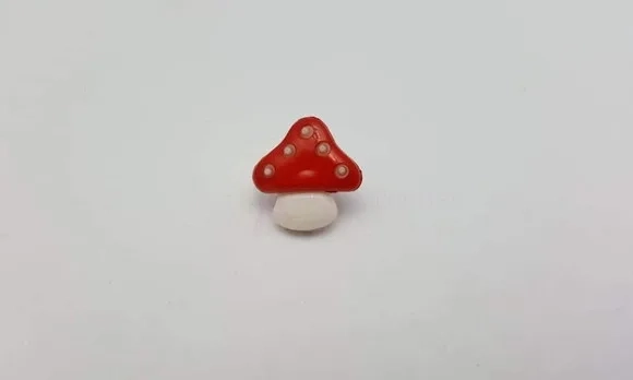 Aplique Botão de Cogumelo Vermelho de 1,5cm - 20 unidades