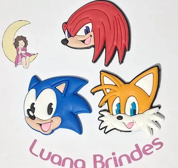 Aplique Turma do Sonic Emborrachado Pacotes com 6 Unidades