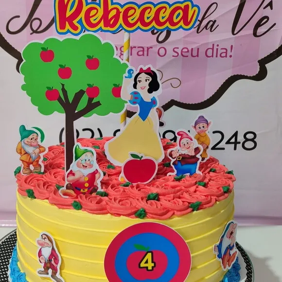 Topo de Bolo Branca de Neve