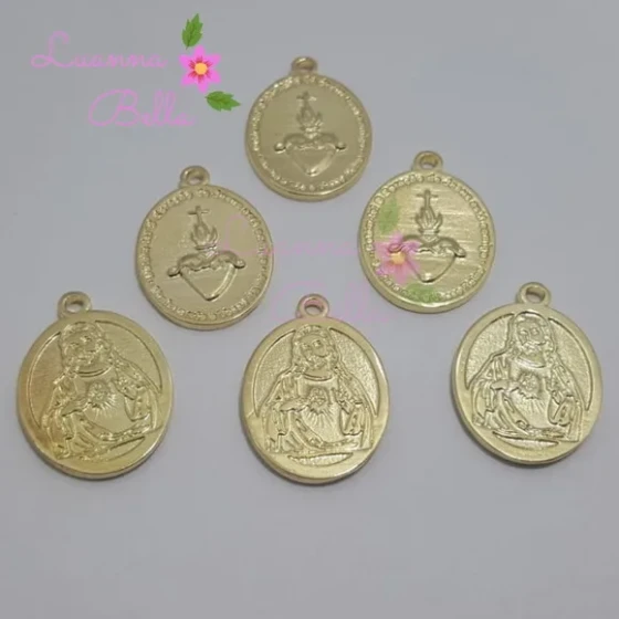 Pingente Sagrado coração de jesus de metal dourado - pact c/