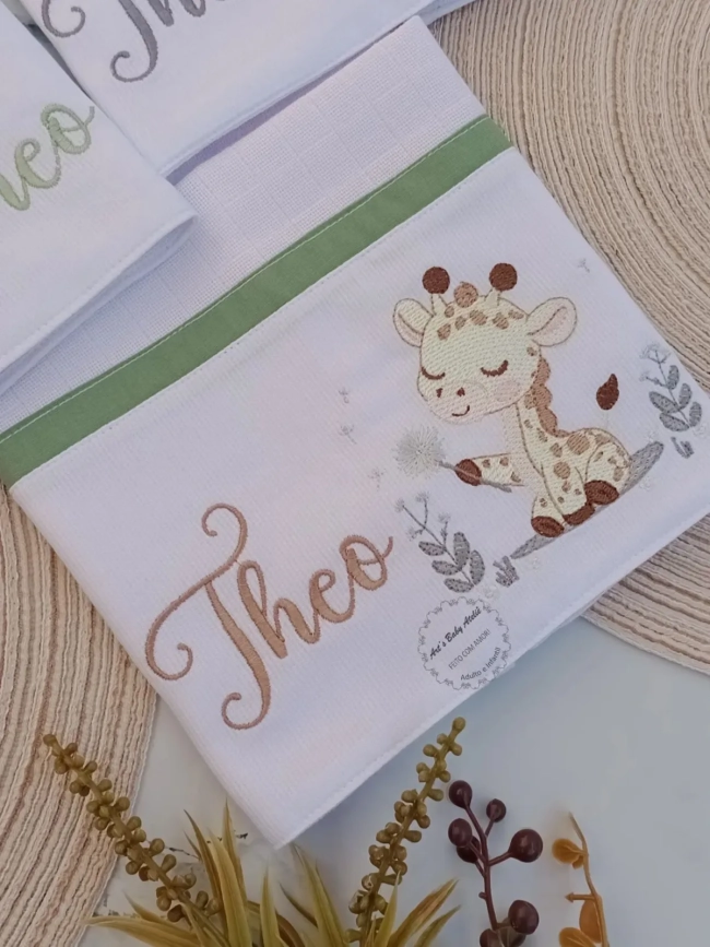Kit Fraldas Personalizadas com Nome Bordado para Bebê, Enxoval Completo com Fraldas de Boca