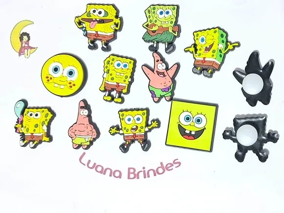 Aplique P/sandalia Bob Esponja 3cm Pacote com 10 Unidades