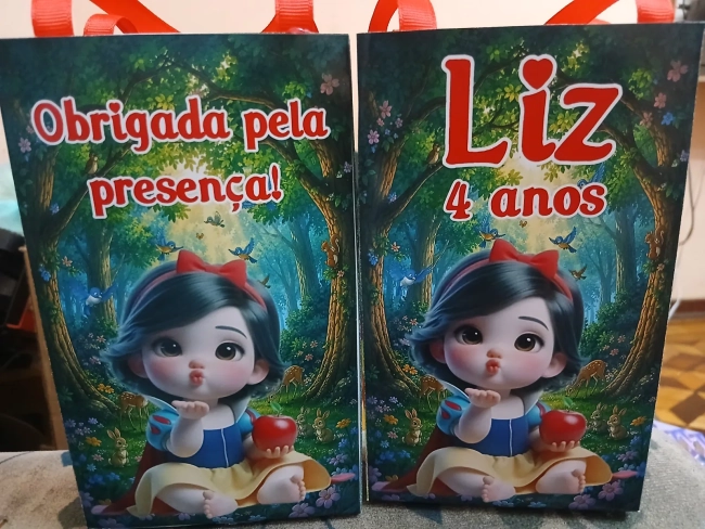 Sacolinha personalizada para lembrancinhas Branca de neve baby
