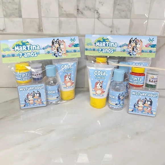 Kit Slime na Lapela Personalizado - Bluey e Bingo