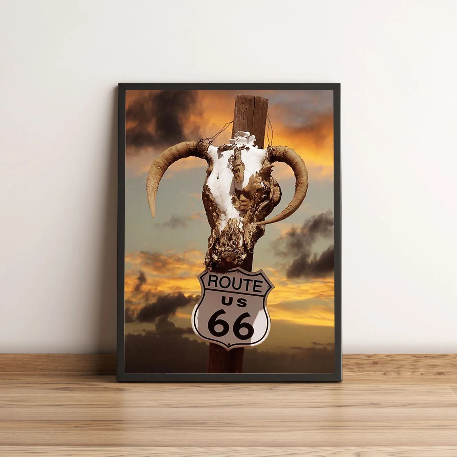 Quadro Route 66 Caveira no Pôr do Sol 2711
