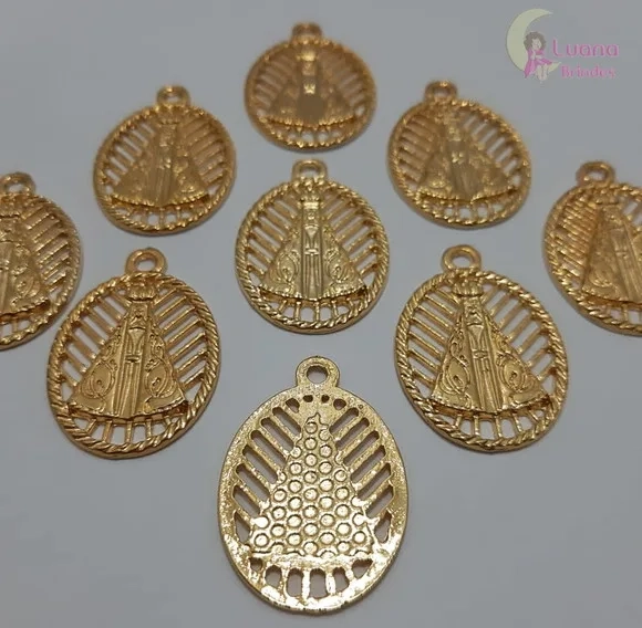 Pingente Nossa Senhora Aparecida Dourada - pct c/5 unid