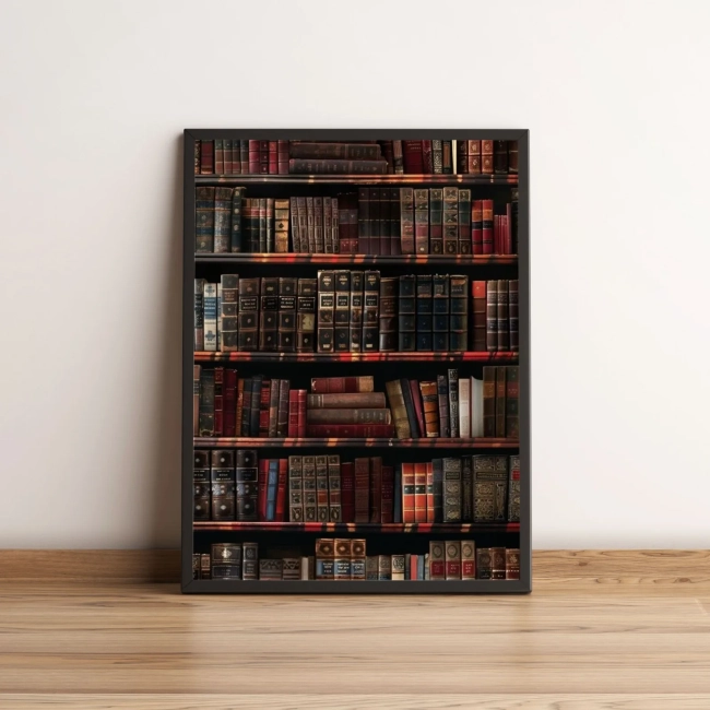 Quadro Decorativo com Estante de Livros Clássicos 2164