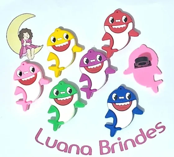 Ponteira P/lápis Baby Shark Emborrachado Pacote com 6 Peças