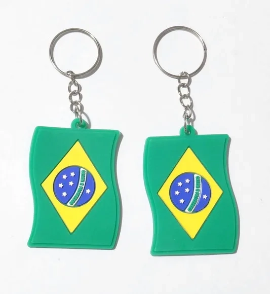Chaveiro Bandeira do Brasil Emborrachado Pacote C/6 Unidades
