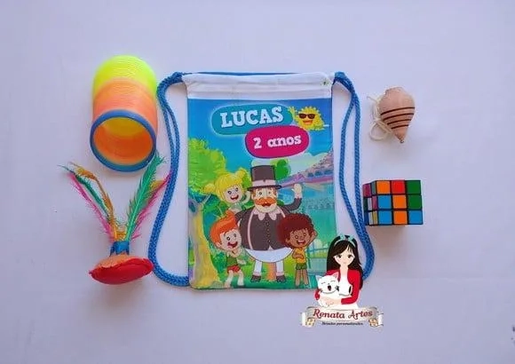 Mochila Brinquedos Retrô Tema Mundo Bita e as Brincadeiras