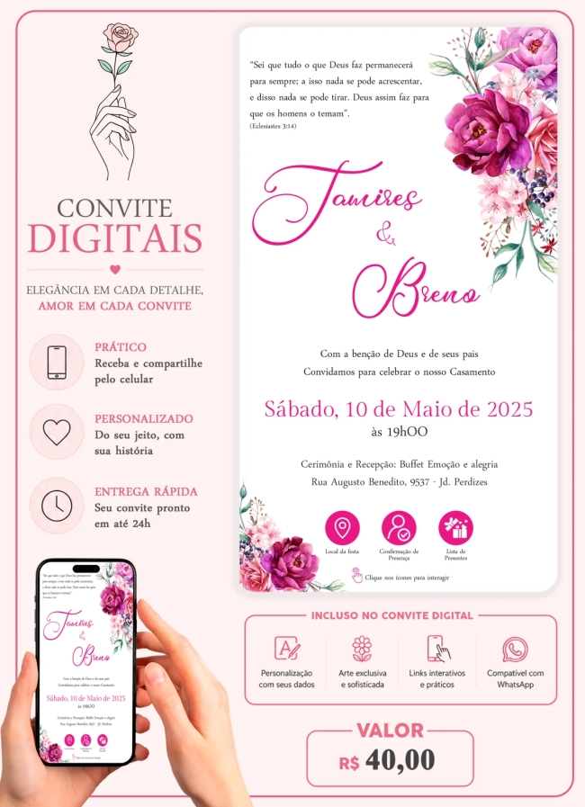 Convite de Casamento Digital