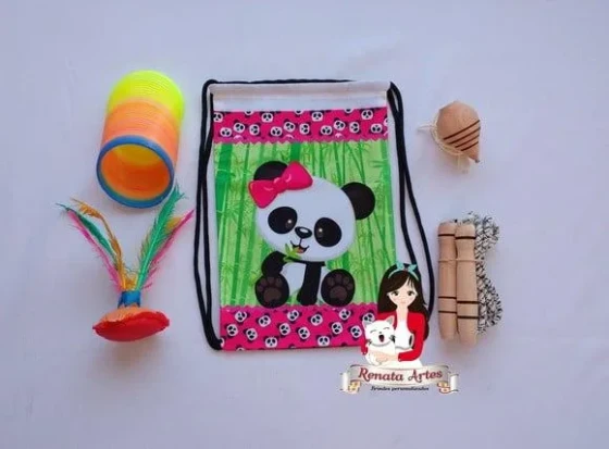 Mochila Boa Infância Personalizada Tema Urso Panda