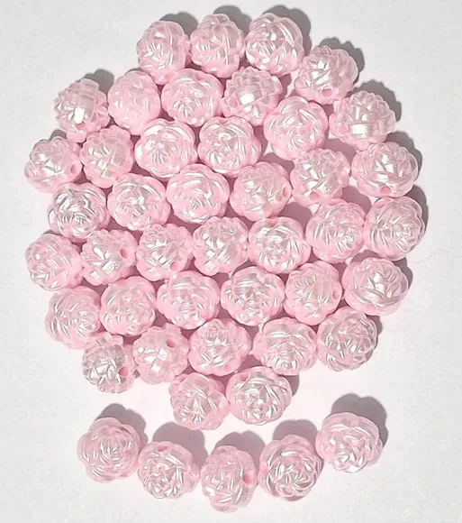 Pérola Flor Rosa 12mm - Pct com 50 Unidades