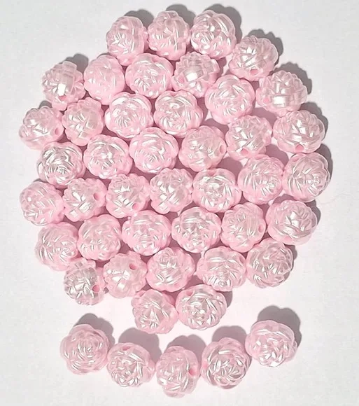 Pérola Flor Rosa 12mm - Pct com 50 Unidades