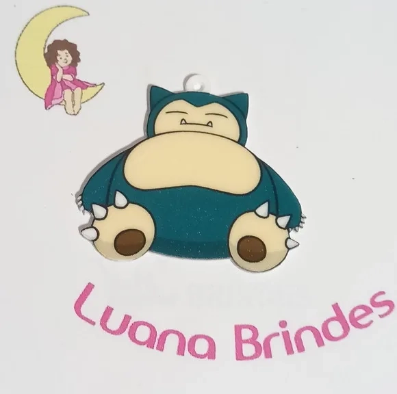 Pingente Pokémon Snorlax Acrilico Uv- 3 Unidades